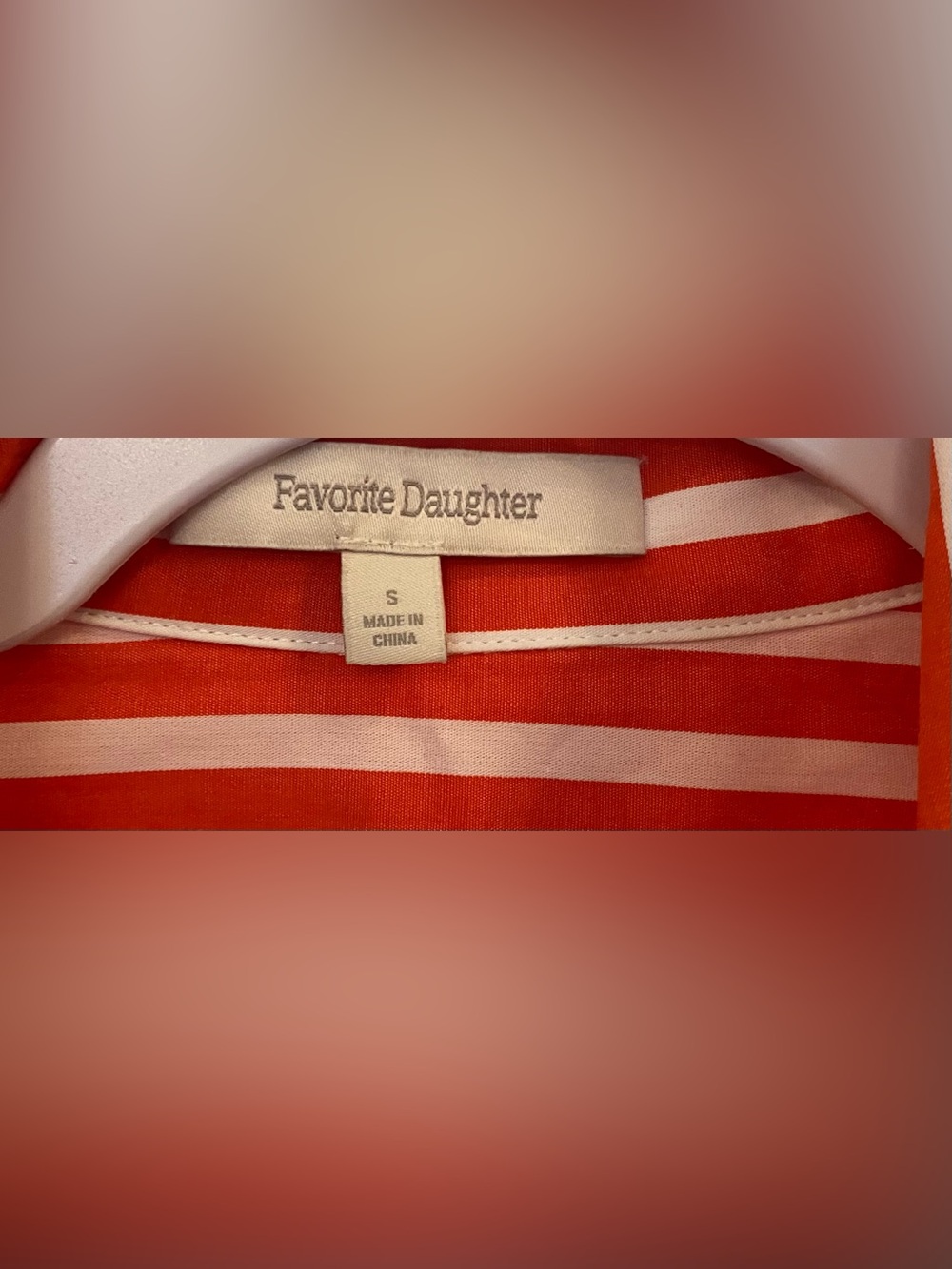 Favorite Daughter Ex Boyfriend Button Up Shirt Sz S Red/White Stripes Oversized - Picture 3 of 8